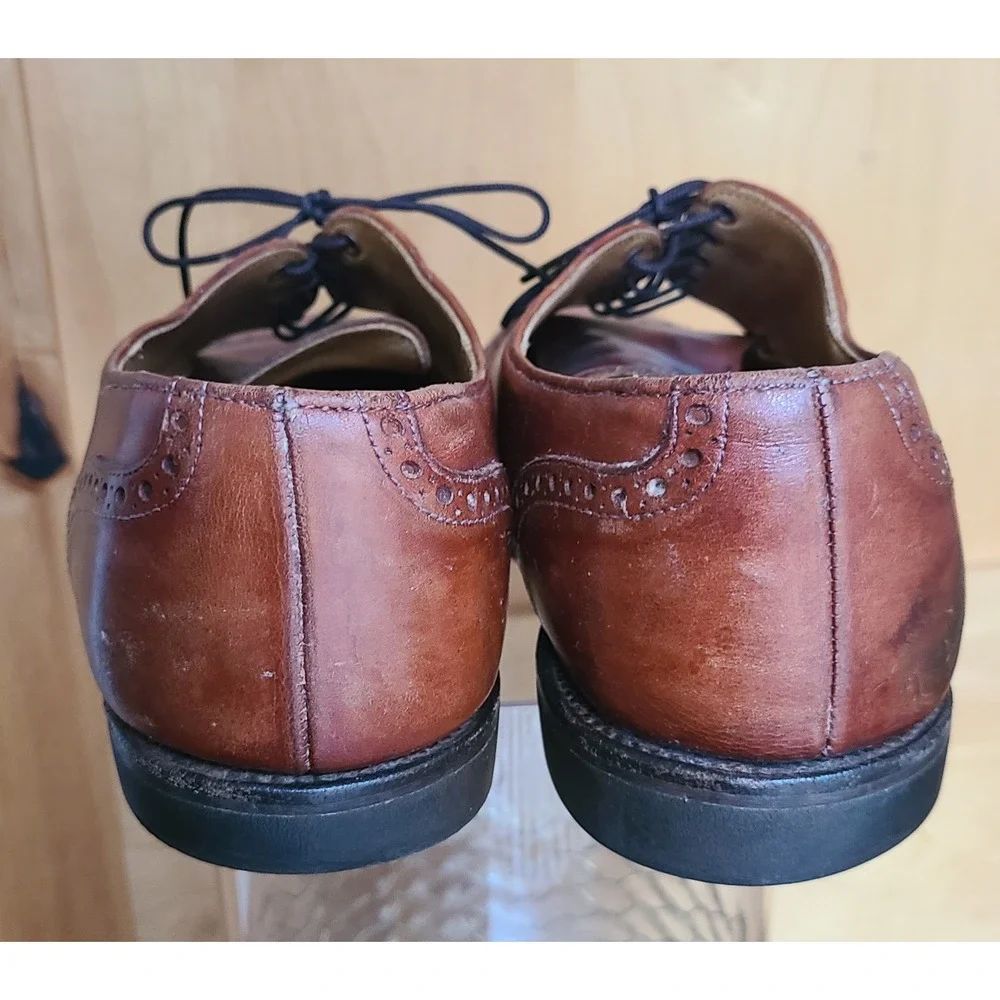Allen Edmonds Benton US 10.5 Cap Toe Oxford Leather Dress Shoe Brown Vibram Sole